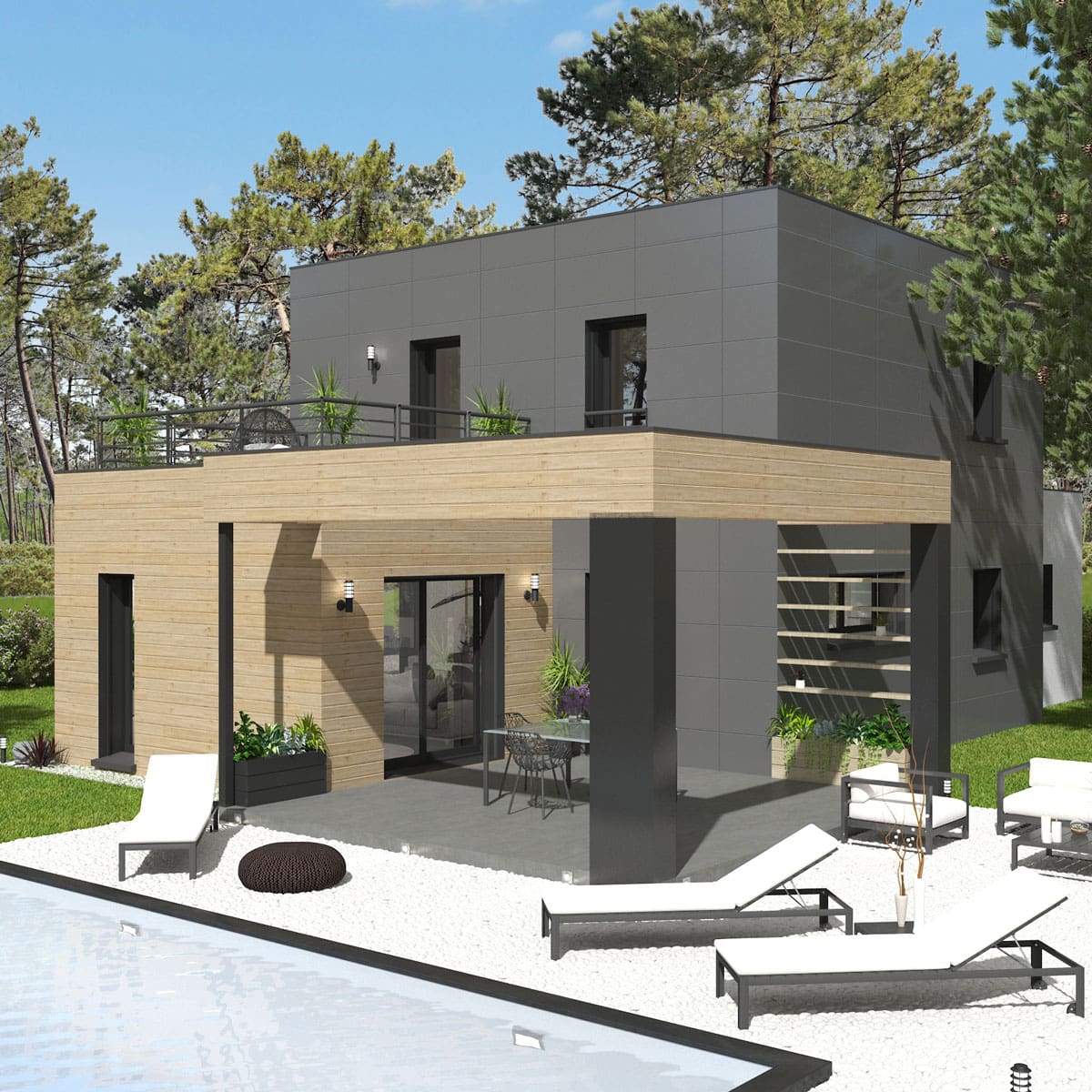 Modèle "Cicadelle", maison à ossature bois Esyom Bois