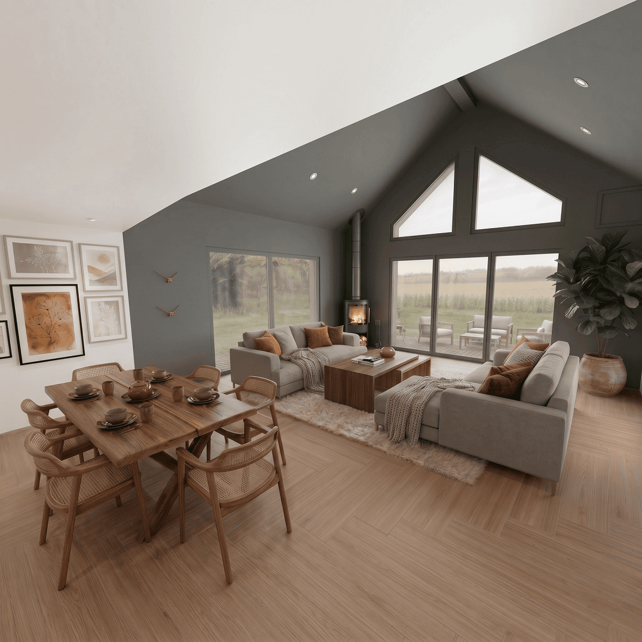 Maison ossature bois Macaria - Salon carré