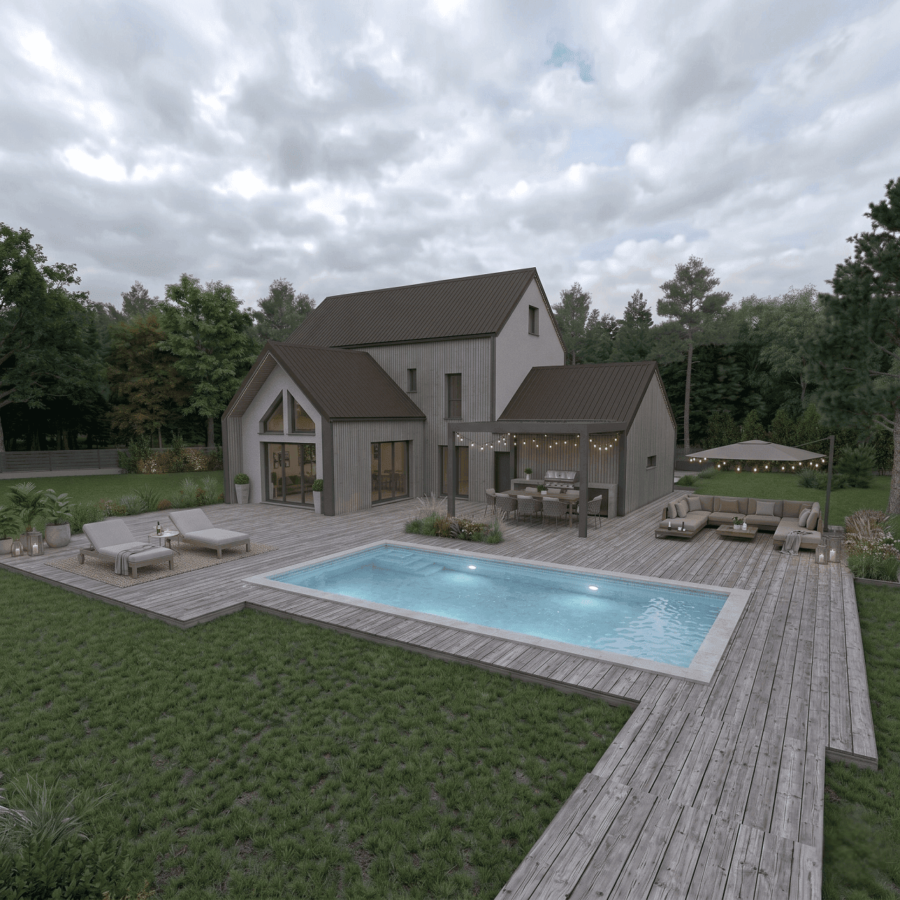 Maison ossature bois Macaria - jadin carré